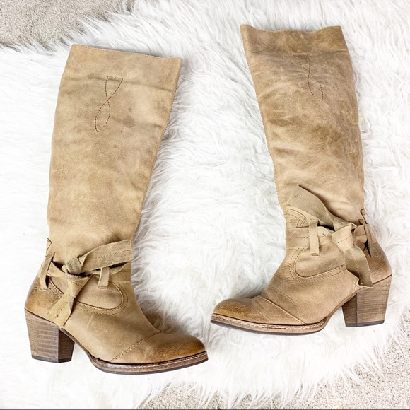 Sixtyseven Shoes - SIXTYSEVEN Tall Tan Leather Boots Ankle Strap 6.5